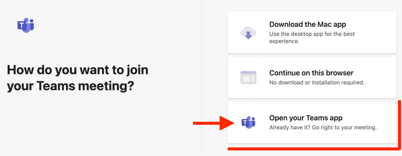 Microsoft Teams Open Meeting Screen